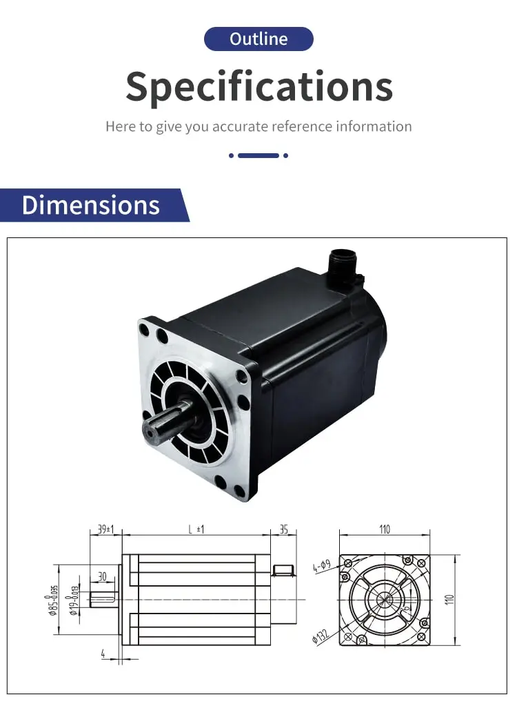 110mm 110HC 1.2° three-phase stepper motor drawing