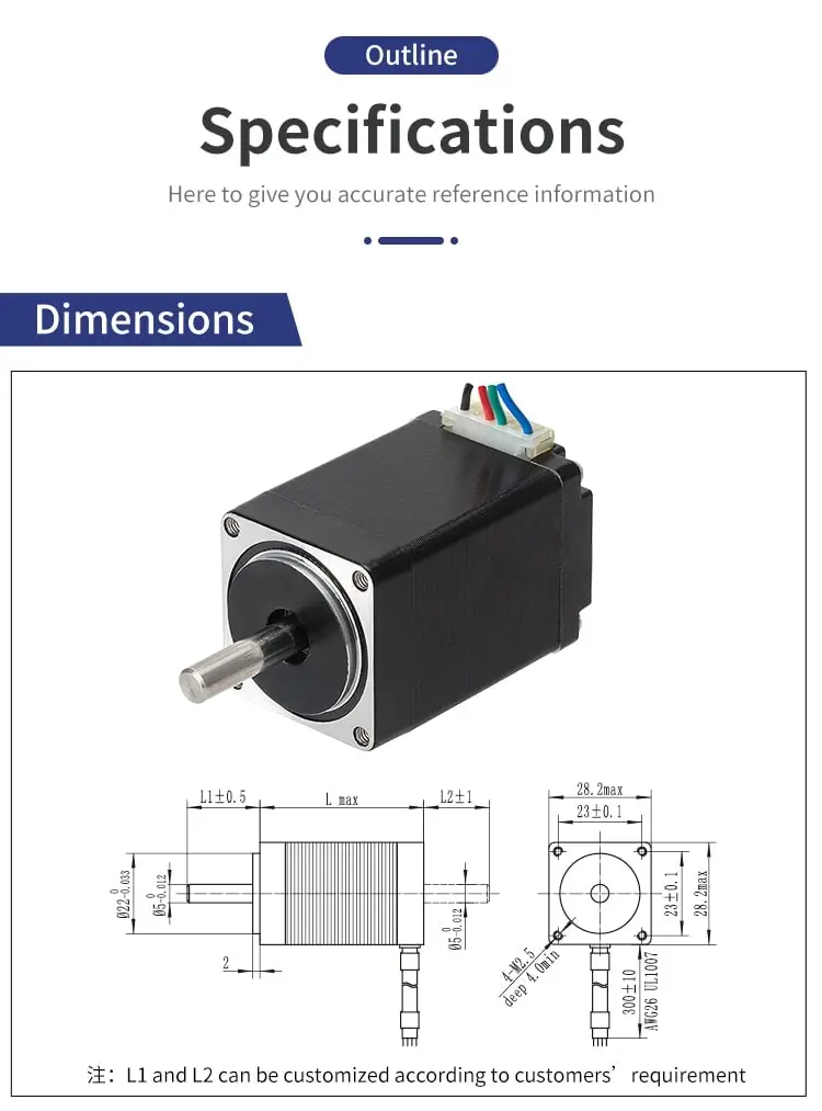 28mm 28HS 1.8° 2phase stepper motor drawing