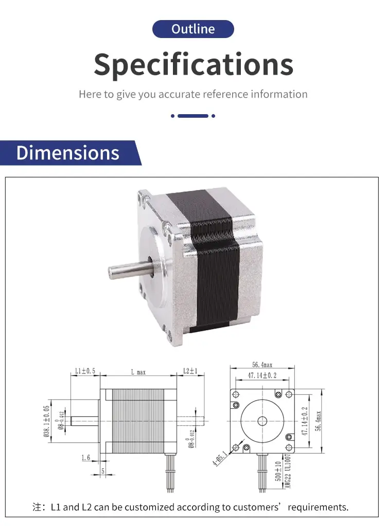 57mm 57HM 0.9° two-phase stepper motor drawing